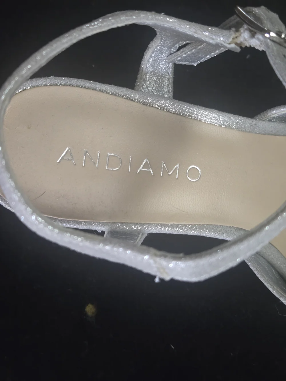 Sparkle Platform Heeled Sandals in Silver with Ankle Strap